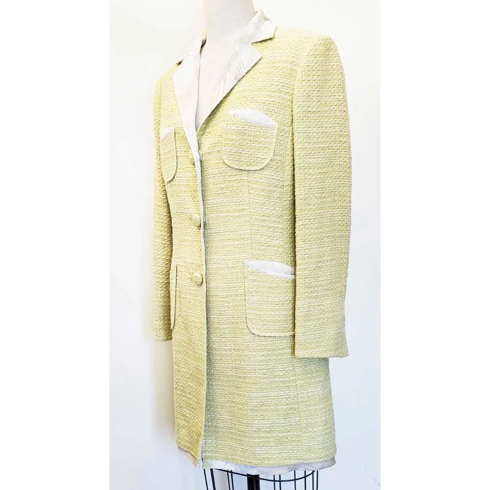 Sigrid Olsen Womens Long Jacket Sport Coat Orchid Moon Lime Green Cotton 10 NWT